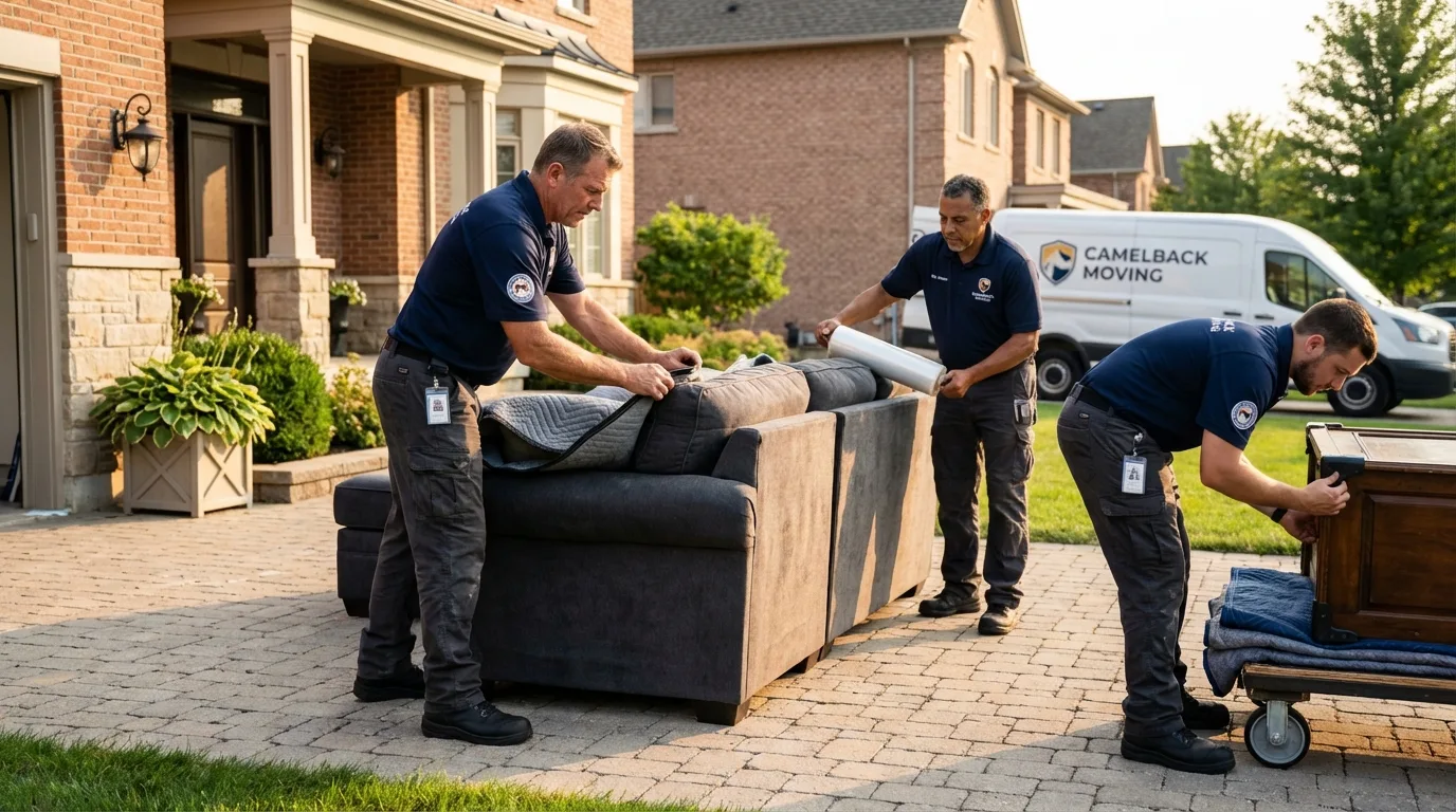 Large estate moving crew wrapping furniture in Pendleton, OR
