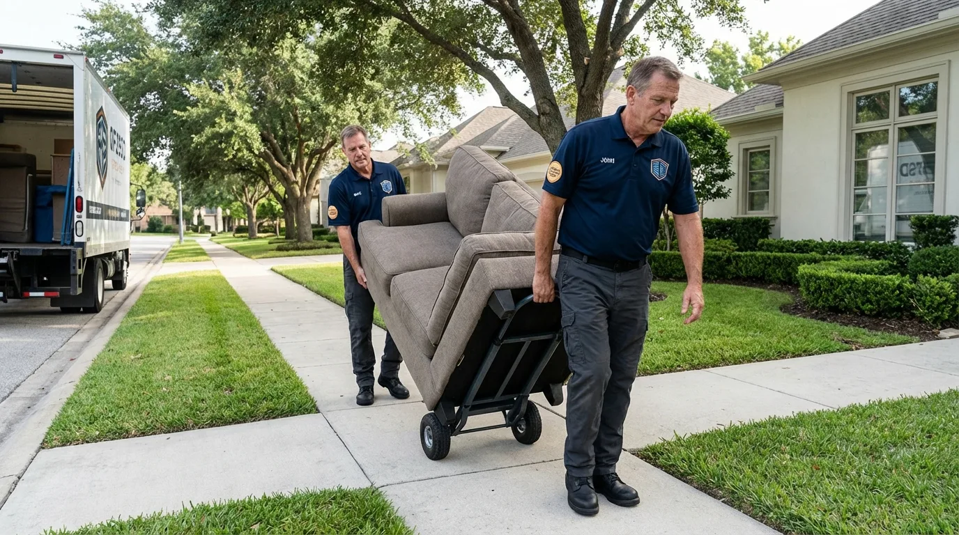 Local residential moving crew loading furniture in Pendleton, OR